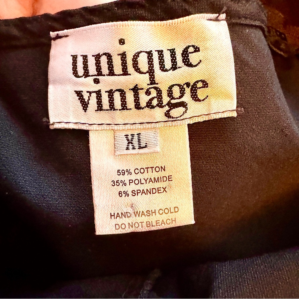 Unique Vintage Black Fit & Flare Midi Dress Women’s XL Long Sleeve - Picture 4 of 16